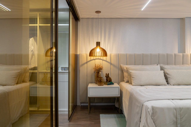Suíte de apartamento contemporâneo em Goiânia