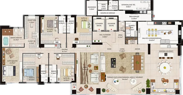 Planta do Kingdom Park Residence