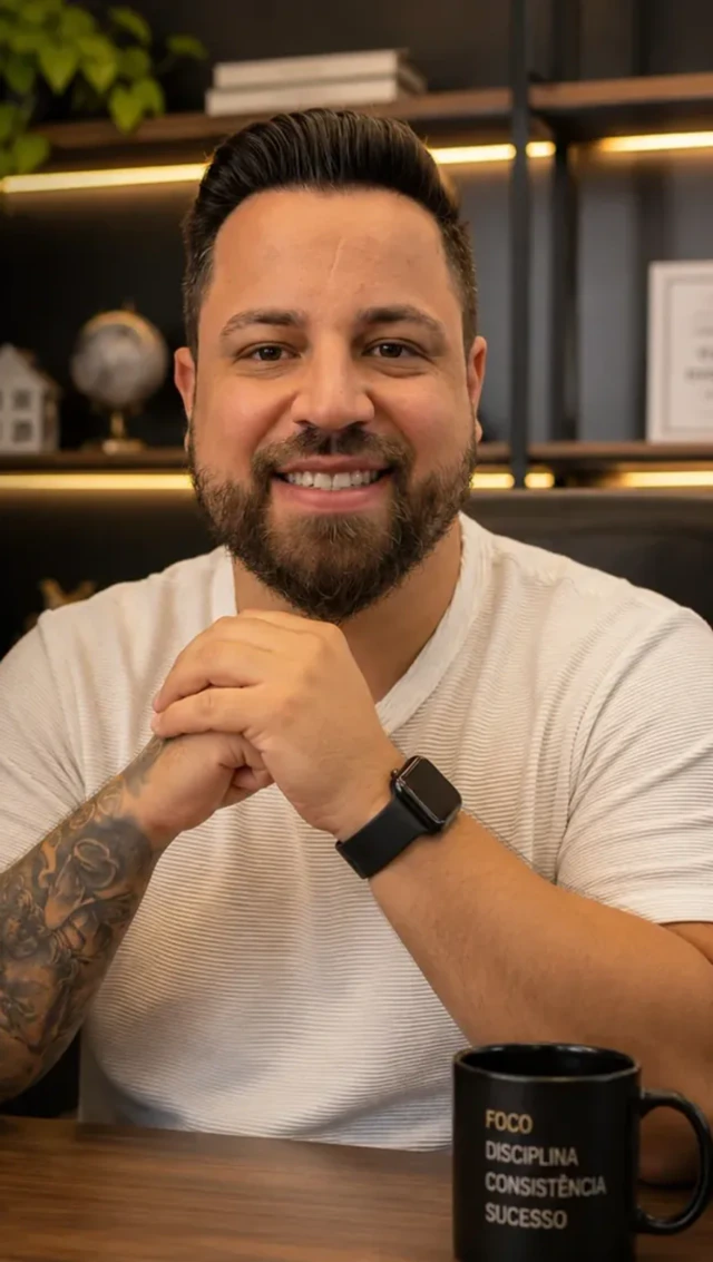 Michael Lemes produzindo conteúdo sobre o mercado imobiliário